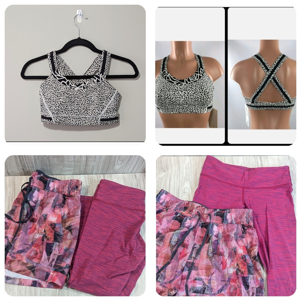 (3) Lululemon Athletica Women's Sport Bra Leggings & Shorts Bundle Size 4